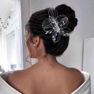 Haarclips Wedding Kammen Licht Luxe Luxe goud/zilveren kleur metalen draadbloemhaarden Pearl Strijnwinning Headpieces sieraden voor vrouwen
