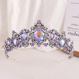 Clips de cheveux Couronne de mariage bijoux casque Bridal Woman Baroque Righestone Crystal Tiaras Bride Party Crowns Brithday Accessoires