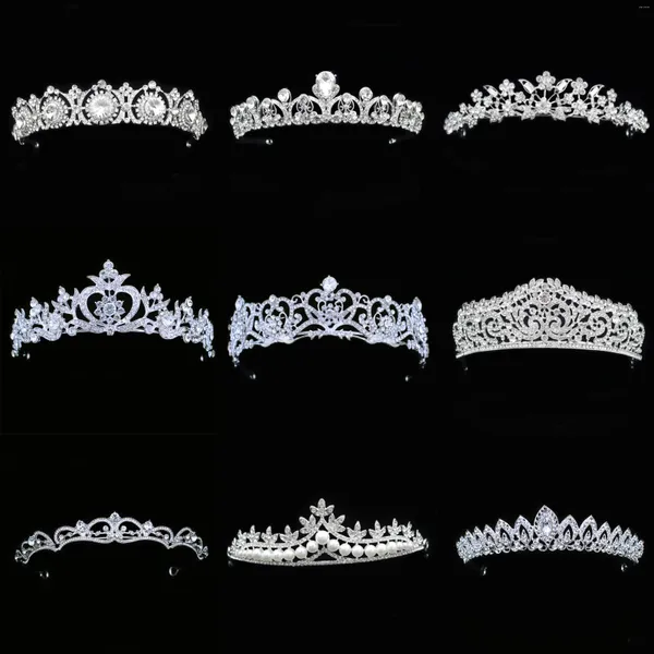 Pinces à cheveux couronne de mariage, bijoux, couvre-chef de mariée pour femme, diadèmes en cristal de couleur argent Baroque, accessoires de fête pour mariées