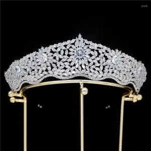 Pinces à cheveux Couronnes et diadèmes de mariage pour femmes Zircone cubique Princesse Diadème de mariée Chapeaux CZ Pegeant Party Prom Bijoux Coiffes