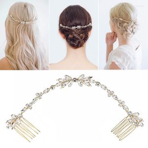 Pinces à cheveux peignes en cristal de mariage vigne de mariée pour les mariées et les demoiselles d'honneur casque accessoires de bijoux dorés