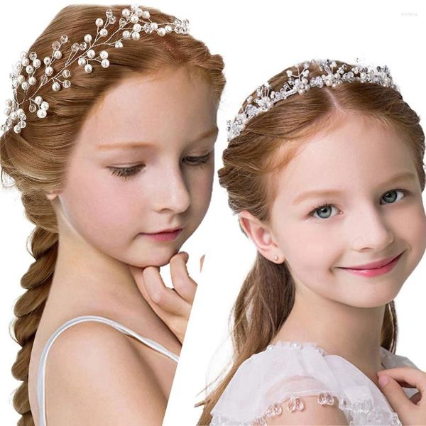 Pinces à cheveux de mariage, couronne de fleurs, couvre-chef de princesse, bandeau en strass, voile, diadème en cristal pour filles