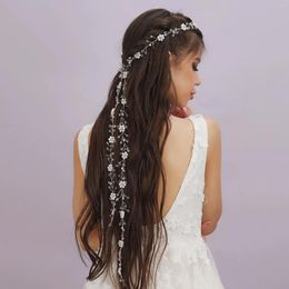 Coix de cheveux Bandons de mariage Perles Flower Bougettes de cheveux longs Bijoux perlé en cristal à glands pour femmes accessoires de fête