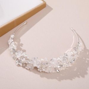 Haarspeldjes Bruiloft Hoofdtooi Witte Parel Hoofddeksels Strass Accessoires Mode Handgemaakte Band Bruids Tiara Partij Voor Vrouwen ML