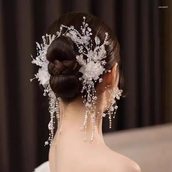 Pinces à cheveux, couvre-chef de mariage, Style de mariée, pince à perles en cristal, accessoires de la série coréenne Grand Forest