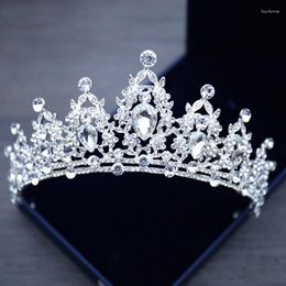 Hair Clips Wedding Tiara Crystal Bridal Crown Silver Color Diadem Veil Tiaras Accessories Headpieces Head Jewelry