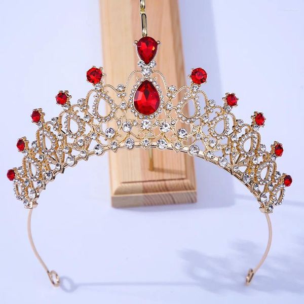 Pinzas para el pelo, Tiara de boda, corona nupcial de cristal, diadema de Color dorado, accesorios de Tiaras, tocados, joyería para mujer