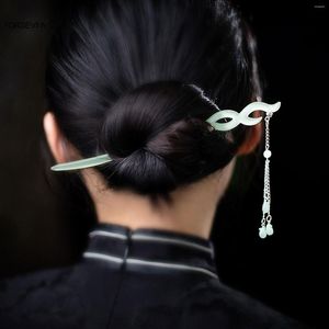 Pinces à cheveux en acétate blanc/vert, fourchettes, pendentif, bijoux pour femmes, épingles à cheveux et support, breloques chinoises