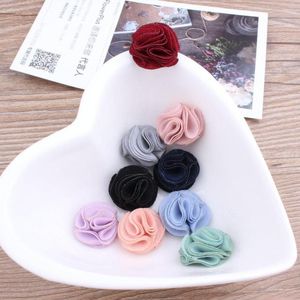 Haar Clips Groothandel 50 Stuks 22Mm Handgemaakte Plaksteen Chiffon Bloemen Craft Knop Patch Sticker Fit Kledingstuk Schoenen Sieraden ornament