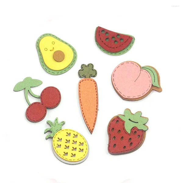 Pinces à cheveux en gros 60 pièces en cuir PU tissu Patch autocollant Kawaii fruits cerise ananas pêche pastèque carotte avocat fraise boutons