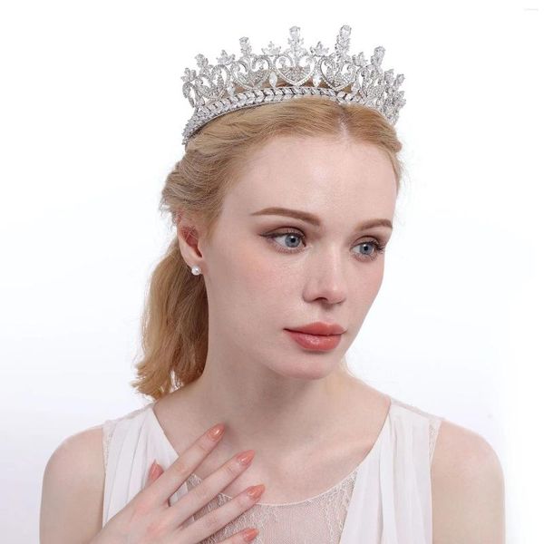 Pinces à cheveux en gros, accessoires de mariée, couvre-chef de princesse, concours de beauté, couronne diadème en zircone CZ pour femmes