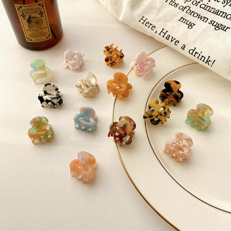 Hair Clips Wholesalw Korea Delicate 2.6cm Mini Hollow Geometric Clip Claw Fresh Colorful Acetate Accessories For Girls