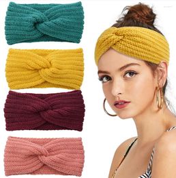 Pinzas para el cabello para mujer, diadema cálida azul y roja para invierno, diademas tejidas de lana, gorros elásticos tejidos, accesorios para niñas