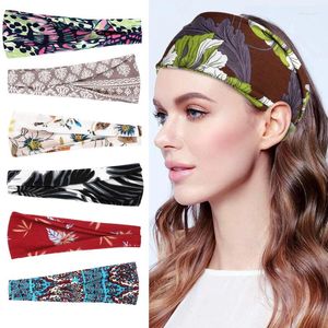 Pinzas para el cabello WLP Moda Deporte Yoga Peinados Diadema elástica para mujeres Estampado de flores Turbante de hojas Accesorios para la cabeza que absorben el sudor