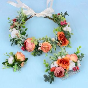 Haar Clips Vrouwen Bloem Kroon Hoofd Garland Mode Bruiloft Krans Bloemen Slingers Bloemen Hoofdband Hoofdtooi Tiara Hoofddeksels