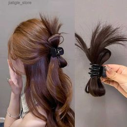 Pinces à cheveux Femmes Demi-cravate Griffe De Cheveux Plume Tête De Volant Paresseux Tête De Boulette De Viande Pince De Crabe Perruque Attraper Clip Haute Queue De Cheval Accessoires De Cheveux Y240329