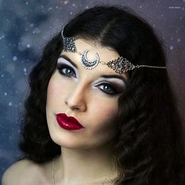 Pinces à cheveux bijoux de mode pour femmes bohème cristal lune tête chaîne creux croissant front bandeau pour les filles