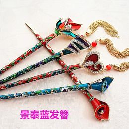 Haarspeldjes Damesmode Sieraden Chinese stijl Handgemaakte Cloisonne Sticks Archaize Tool Oude kleur Stap Shake