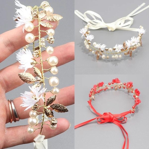 Pinzas para el cabello Mujer Diadema de encaje de perlas simuladas Tiara Bebé Aleación Hoja Pajaritas Tocado Accesorios de joyería de moda para niños Regalo