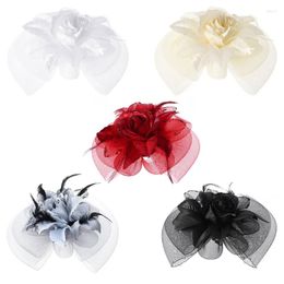 Haarclips Womens Party Fascinator Veiling Cocktail Hat Mesh Rose Flower Bridal 97QE