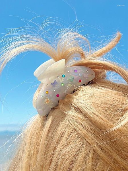 Pinzas para el pelo Y2k, joyería, Clip de mariposa de diamantes de imitación de Color caramelo para mujer, bonito accesorio de moda, regalos Harajuku Kawaii