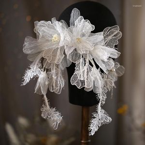 Pinces à cheveux en fil de soie, couvre-chef à fleurs, coiffure de mariée pour femmes et filles, bandeaux de décoration, accessoires de mariage, bijoux