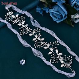 Coiffes de cheveux youlapan en alliage feuille en strass de mariée robe de mariée femme femme de soirée sash fête accessoires Bridal sh537