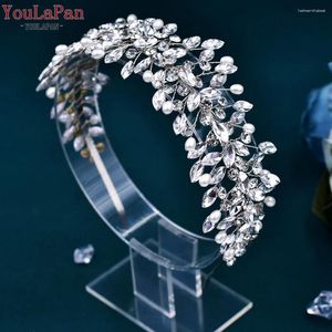 Clips de cheveux Youlapan Bling Crystal Wedding Bandau Bandeau à la main en strassage à la main pour une femme nuptiale Dress Perles Accessoires HP608