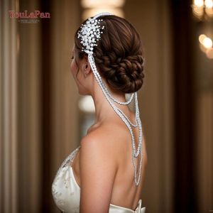 Haarclips Youlapan Bridal Pearl Hoofdress Handmade Full Long Tassels Hoofdband Accessoires Elegante vrouwen Bruiloft Hoofdkleding HP647