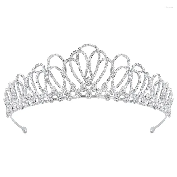 Clips para el cabello YYSuniee Tiaras y coronas elegantes de color plateado para mujer Tocado de cristal Accesorios de boda nupcial Adorno para pastel de cumpleaños