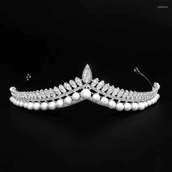 Pinces à cheveux YYSUNNY élégante couleur argent couronnes de perles et diadèmes pour mariée femmes accessoires de mariage princesse bijoux cadeau filles diadème