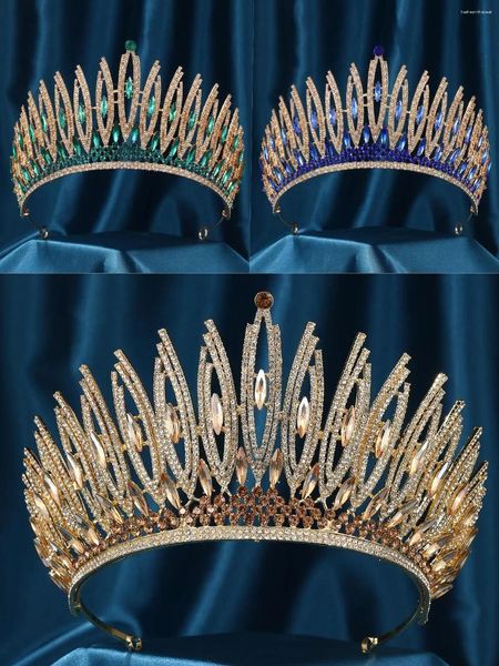 Clips de cheveux Zirconia Princesse Bande de mariée pour la mariée Big Pageant Crown Femmes ACCESSOIRES DE CHEMIS ÉNORMES DE CRISTAL