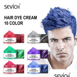 Couleurs de cheveux Sevich Mode Temporaire 10 Couleurs Cire à cheveux Crème de teinture coiffante Pommade Couleur bleue Forte pour les femmes 240226 Drop Delivery H Dhnuw