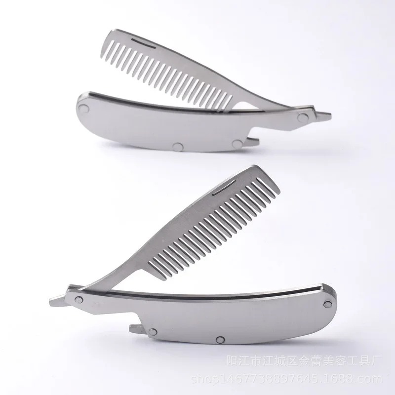 Hair Comb New Men's Dedicated Stainless Steel Folding Comb Set Mini Pocket Comb Beard Care Tool Convenient And Use Hair Brush1. Pocket comb for men