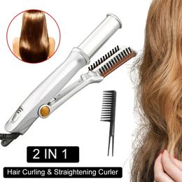 Hair Curler Iron professionnel Curling Rotating Hair Brush Iron Curler Styler Curling Iron With Brush 2 in 1 Hair Styling Tool 240515