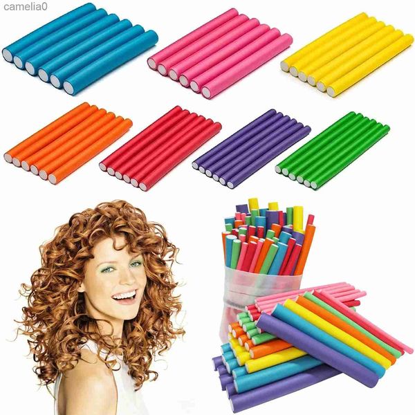 Arrendadores de rizadores de cabello 10 piezas/lote Varilla de rizado sin calor SUFTUMA CUCHA ROLER ROLLER POMO GOAM TERRO HERRAMIENTO HERRAMIENTO DIY