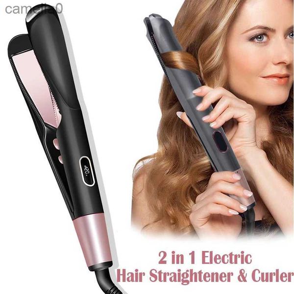 Hair Curlers lisseurs 2 en 1 Pro Twist Hair Saiderener et Curler Wave Spiral Curling Gold Titanium Fon Fer litreté Curling Style Tooll231222