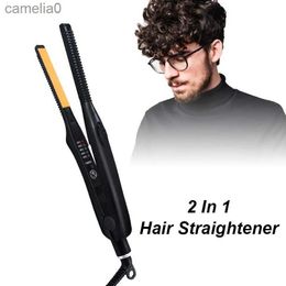 Arrendizaje de rizadores de cabello 2 In1 Currero de cabello Mini lápiz plano aldering para hombres Cerámico Cabello Corrugación Curling Iron Stylingl23122