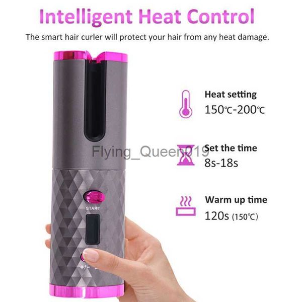 Rizadores De Pelo Alisadores Rizador De Pelo Automático Rizador Inalámbrico Calentamiento Rápido Pantalla LCD De Cerámica W Temporizador USB Recargable 6 Temperatura Ajustable 0918