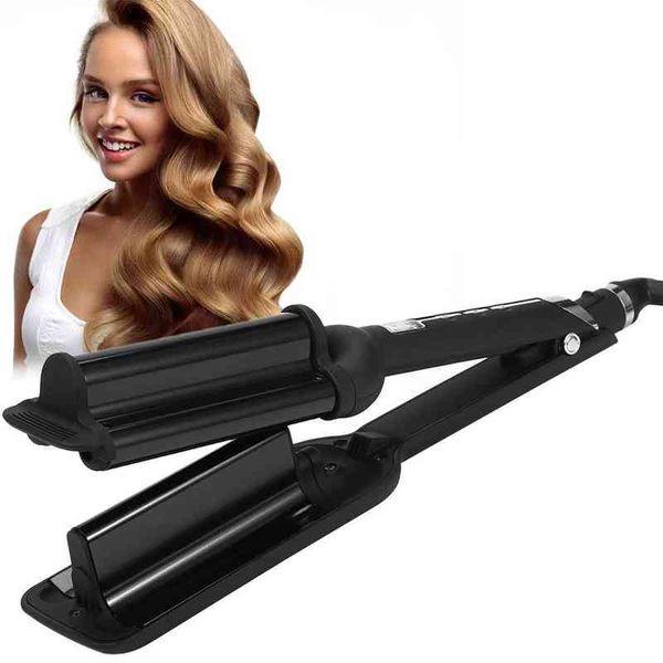 Bigoudis Lisseur Deep Wave Cheveux Fers À Friser Trois Tube Bigoudi Pro Cheveux Fer À Friser Pour Salon Maison Céramique 32 MM Curling Wand Curl Bar T220916