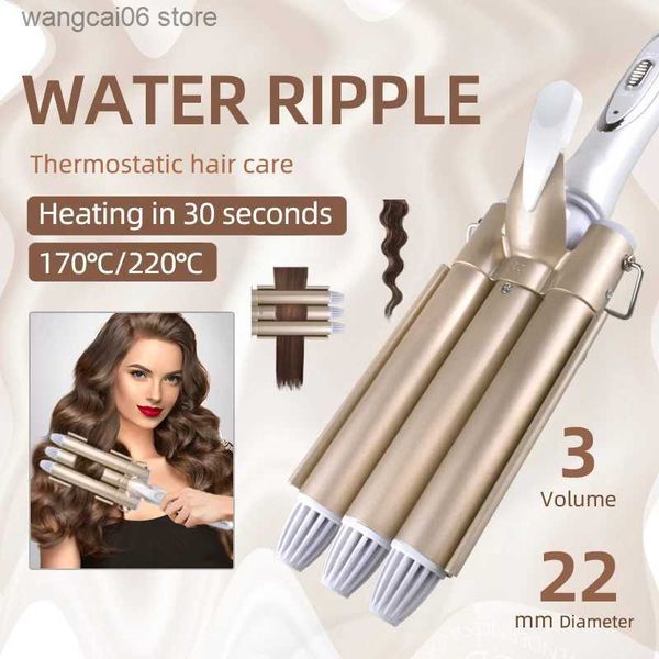 Rizadores de pelo Alisadores KEMEI Profesional Eléctrico Curling Herramientas para el cabello Hierro Cerámica Triple Barril Hair Styler Hair Waver Styling Hair Curlers Herramientas T231216