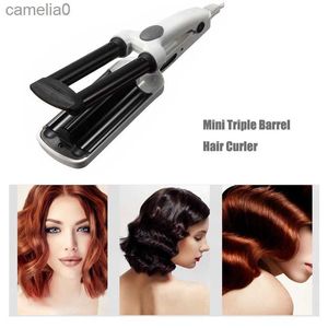 Haar krullen strekken Mini Triple Barrel Hair Curler Professional Curling Iron Ceramic Hair Waver Iron Electric Curling Salon Wave Roller Hair Stylingl23122