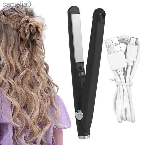 Ardores de rizadores de cabello USB USB RECRARAZABLE Iron Lisina de cabello Mini Peilero de doble propósito Tamaño de viaje Topeño Tooll231222