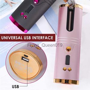 Bigoudis Lisseurs sans fil automatique bigoudi portable USB rechargeable fer à friser rotatif femmes fille écran LCD machine bouclée outil de coiffure 0918