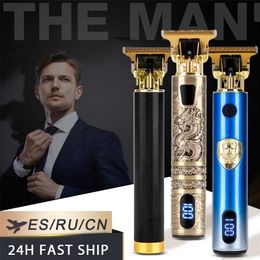 Haar snijdende machine T9 Vintage Hair Trimmer for Men Barber Professional Lighter Clippers USB Oplaadbare elektrische baard Shaver 220618