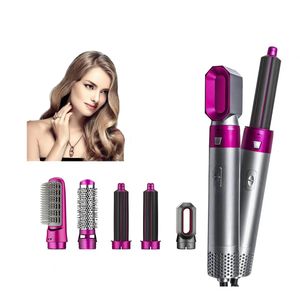 Home Hair Dryer 5 In 1 Electric Comb Negative Ion Straightener Blow Dryer Air Combs Curling Wand Detachable Brush Kit