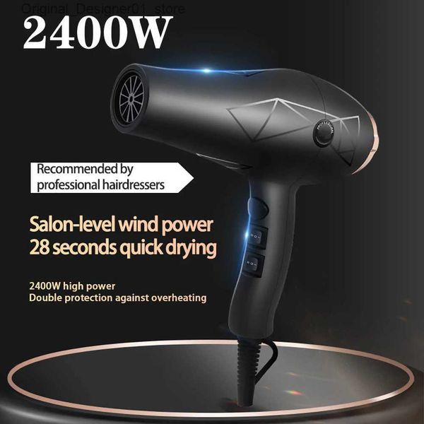 Secadores de pelo 2400W Secador de pelo profesional IONS Secador de pelo para salón Alta velocidad Viento fuerte 6 engranajes Bajo nivel de ruido 3,5 m Longitud del cable Soplador 2 boquillas Q240131