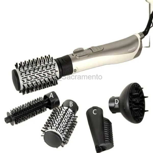 Sèche-cheveux 4 en 1 brosse à air chaud électrique sèche-cheveux peigne à lisser sèche-cheveux rotatif coiffure soufflant sèche-cheveux ionique fer à friser baguette 240329