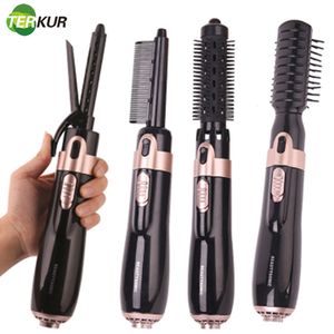 Sèche-cheveux 4in1 Outils de coiffure multifonctionnels One Step Sèche-cheveux Peigne Style de brosse à air négatif pour sécher le lissage Bigoudi 230904