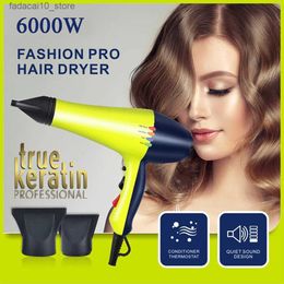 Haardrogers 6000W Professionele Föhn Anion Föhn voor Salon Hoge snelheid Sterke wind 4 versnellingen Geluidsarm Lichtgewicht Blower met 2 mondstukken Q240109